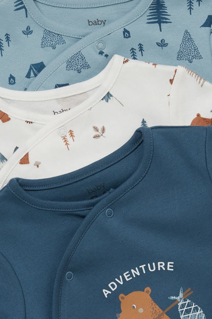 Pack of 3 baby Sleepsuits - Navy Bear - 6/9 Months