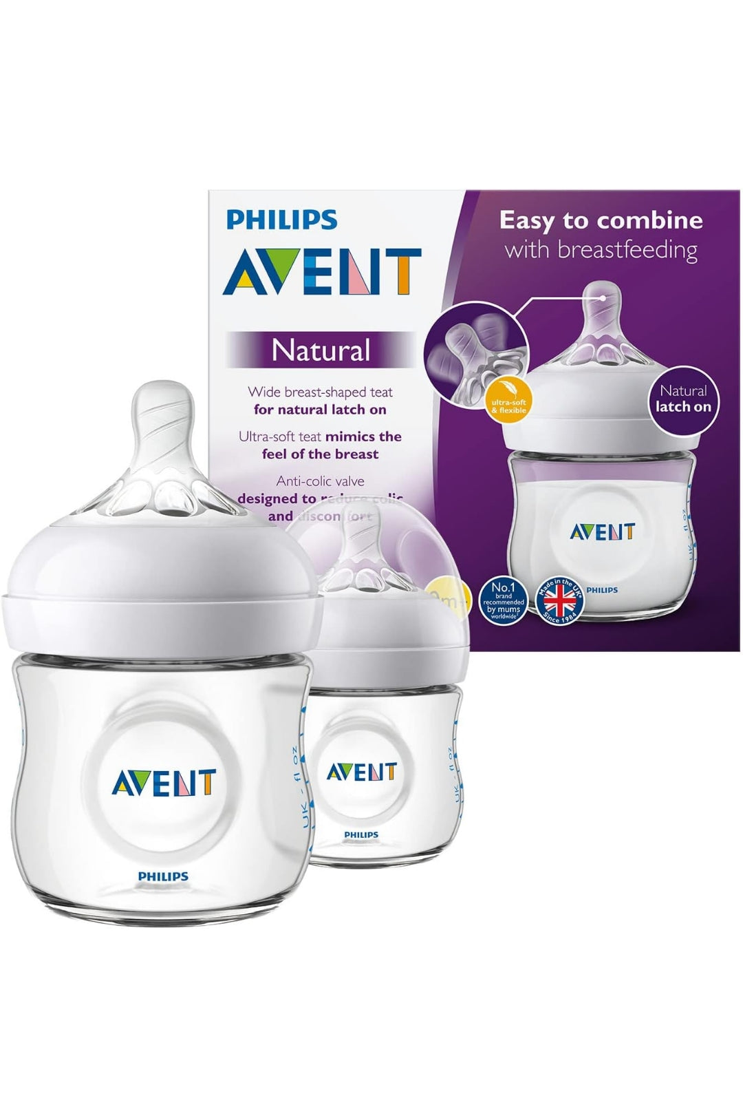 Philips Avent Natural Baby Bottles, 125 ml - Set of 2