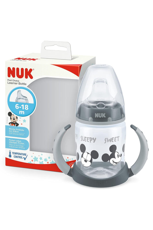 NUK First Choice+ Drinking Bottle - Gray Mickey Mouse