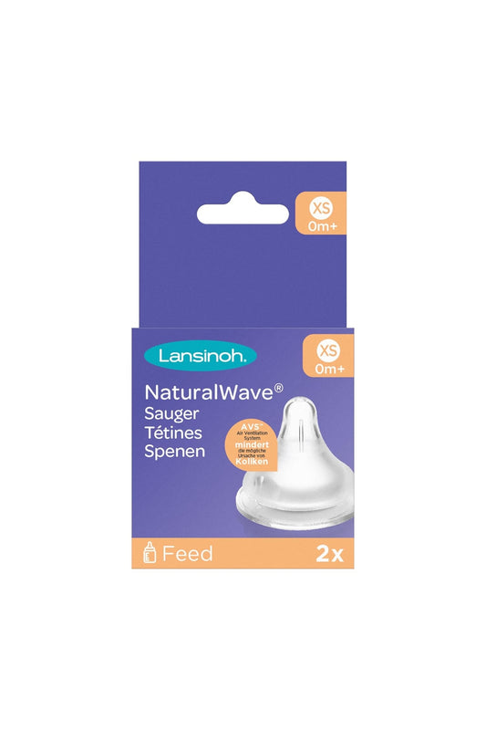 Lansinoh NaturalWave Extra Slow Flow Teats Extra Slow Flow - Specially Designed for Newborns size XS (0m+) - Pack of 2