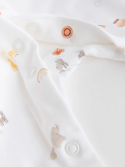 Baby Cotton - 5 Piece Set - 2 Sleepsuit, Bodysuit, Beanie and Bib (0/3 months)