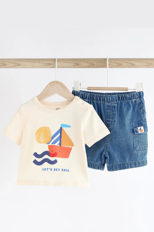 Boat Baby T-Shirt and Denim Shorts