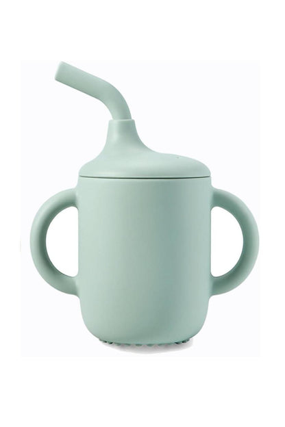 Silicon Drinking Cup With Straw, Handle & Lid