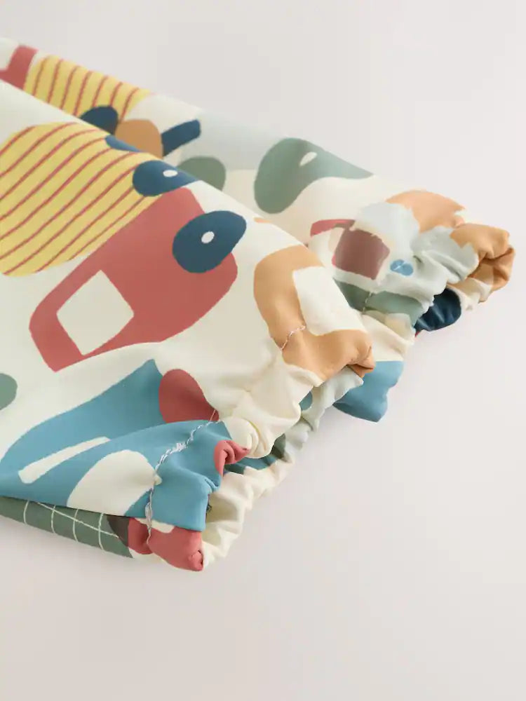 Weaning And Feeding Sleeved Bib - Blue/Red Transport