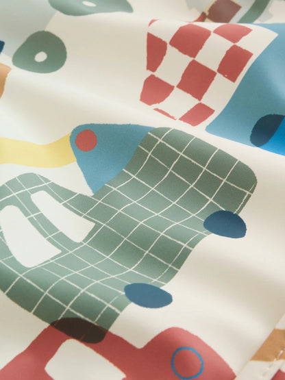 Weaning And Feeding Sleeved Bib - Blue/Red Transport