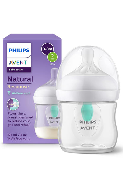 Philips Avent Natural Response - With AirFree Vents - Baby Bottle – 1 Pack, 0m+,125ml