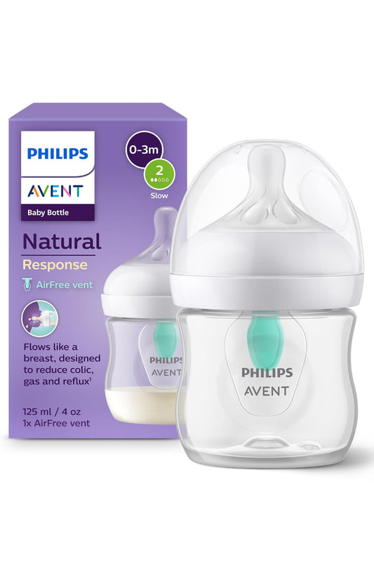 Philips Avent Natural Response - With AirFree Vents - Baby Bottle – 1 Pack, 0m+,125ml