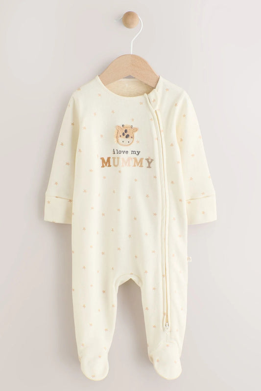 I Love My Mummy - Two Way Zip Baby Sleepsuit