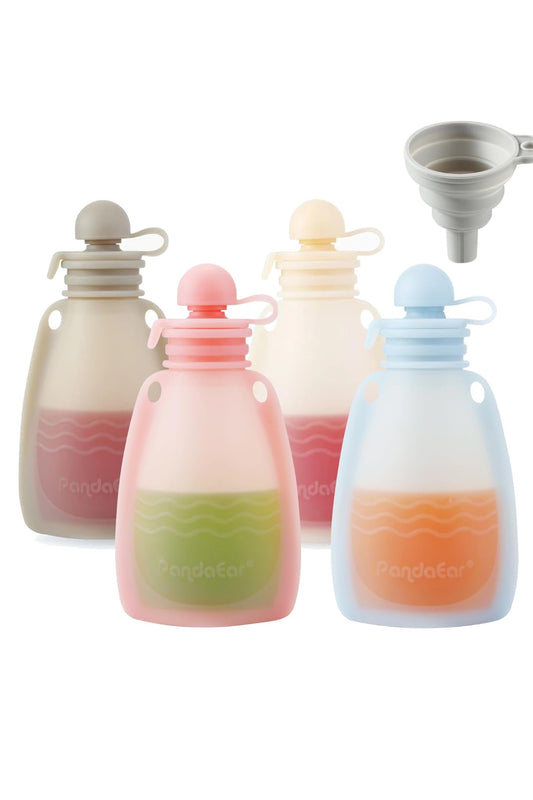 Reusable Silicone Baby Food Pouches, 4 Pack