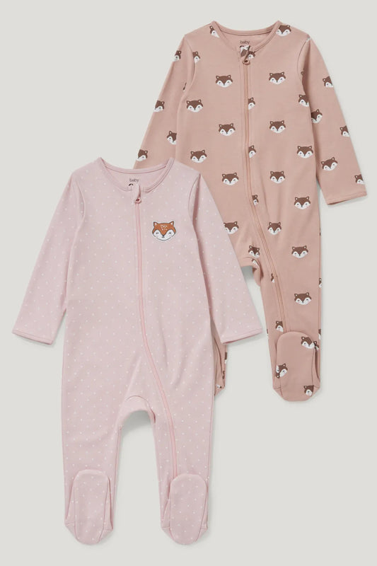 Pack of 2 baby Sleepsuits - Fox