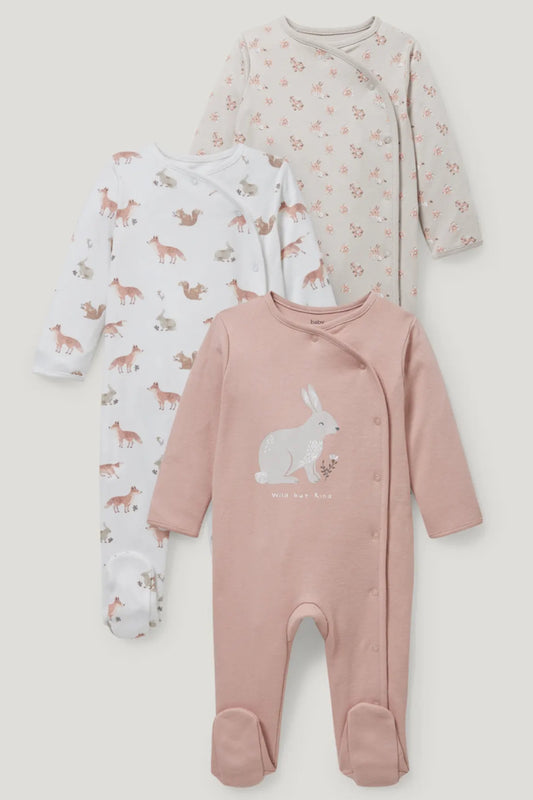 Pack of 3 baby Sleepsuits - Bunny