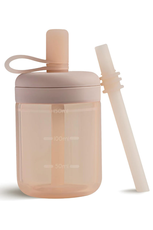 Silicone Training Cup with Straw - Blush