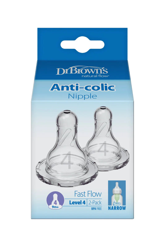Dr. Brown’s Narrow Neck Options+ Nipple, Level-4 (9m+), 2-Pack