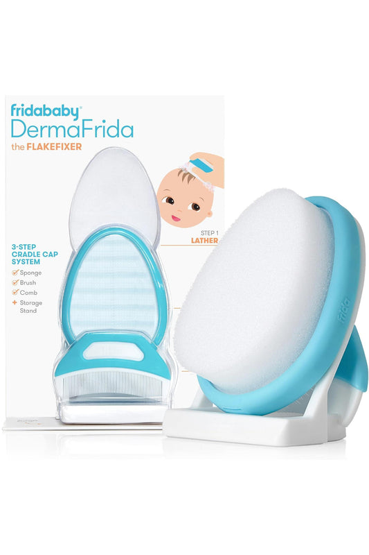 Dermafrida The Flakefixer 3-Step Cradle Cap System - Sponge, Brush, Comb And Storage Stand