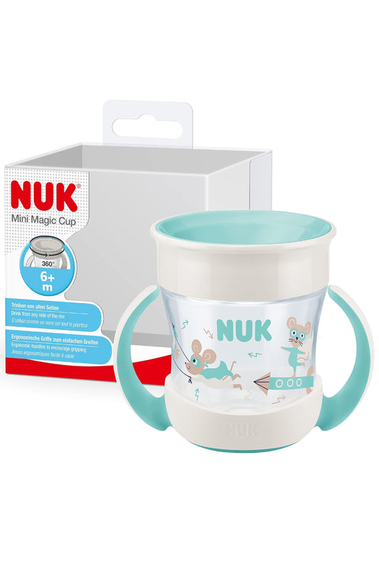 NUK Mini Magic Drinking Cup - 360° Drinking Rim - 160 ml - 6+ Months, Turquoise