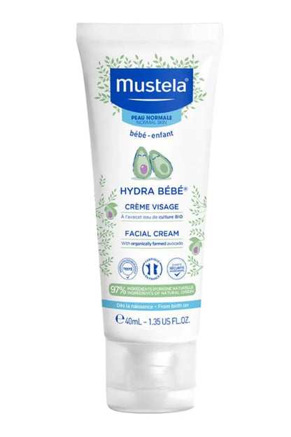 Mustela Hydra Bebe Face Cream - Daily Baby Moisturizer with Natural Avocado - 40ml