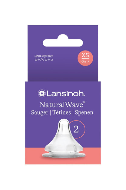 Lansinoh NaturalWave Extra Slow Flow Teats - size XS (0m+) - Pack of 2
