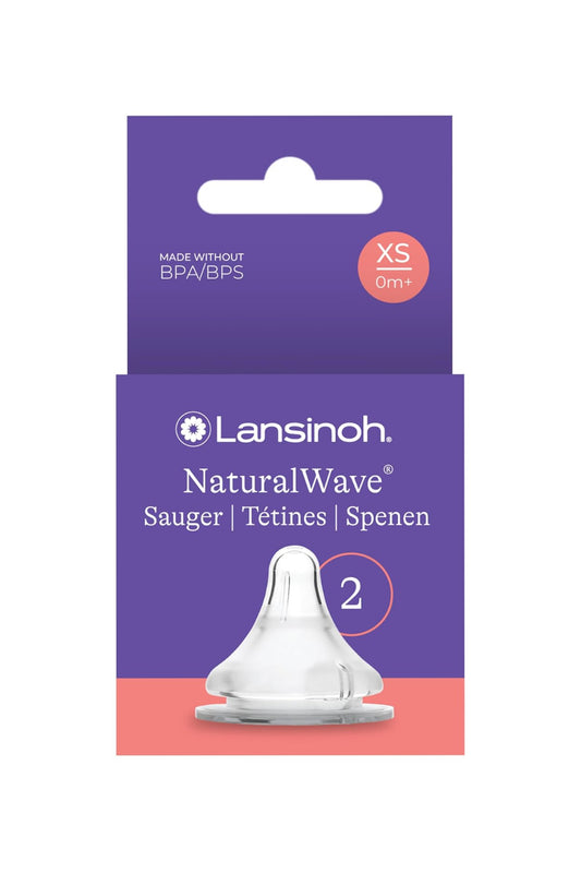 Lansinoh NaturalWave Extra Slow Flow Teats - size XS (0m+) - Pack of 2