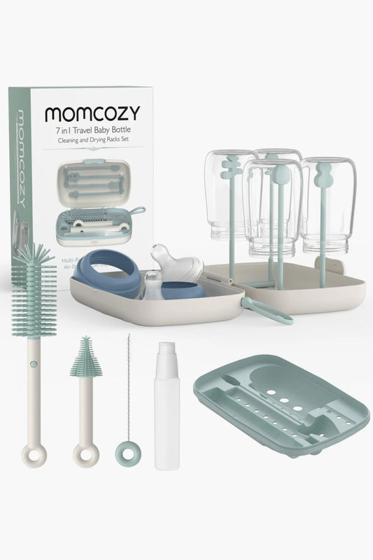 Momcozy - 7 in 1 Travel baby bottle cleaning and drying set