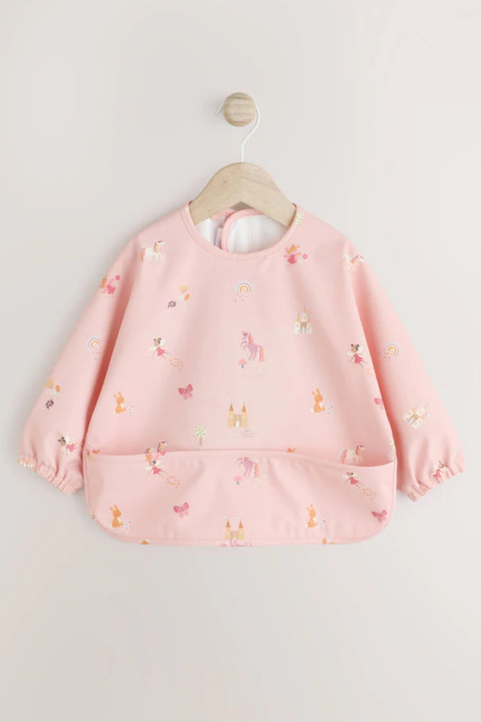 Pink Unicorn Fairies - Weaning And Feeding Sleeved Bib
