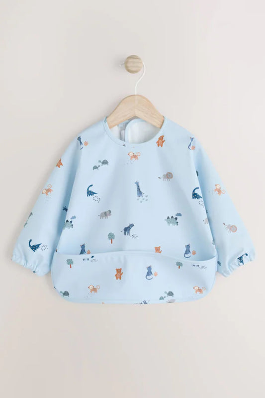 Blue Dino Jungle Weaning - Weaning And Feeding Sleeved Bib