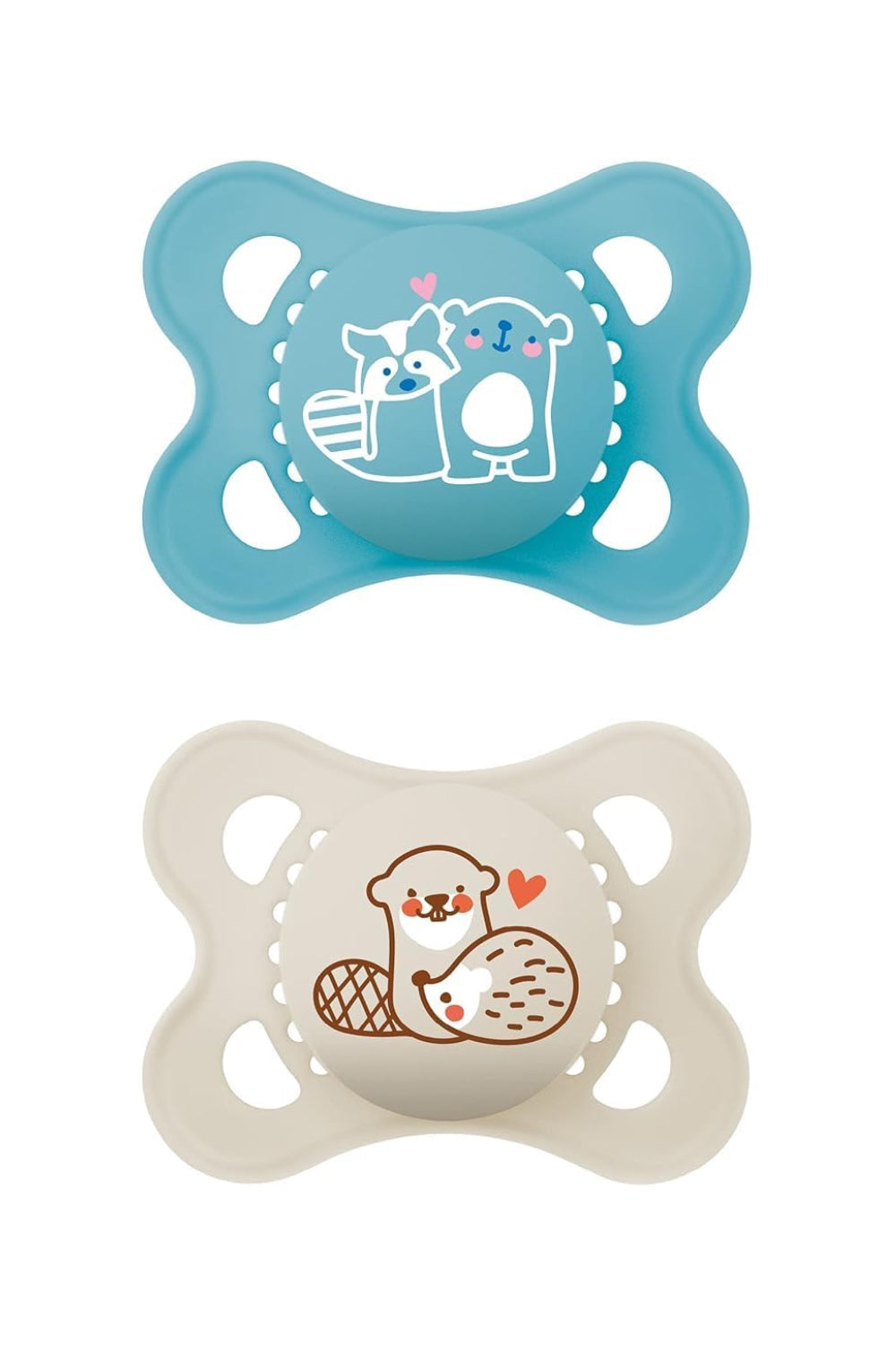 MAM Original - Pack of 2 natural rubber Pacifiers - 0-6 Months - Bear/Otter Blue