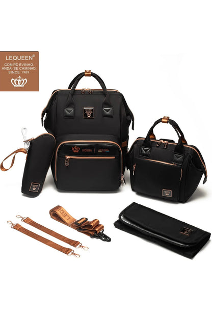 Lequeen Diamond 8TH Edition - GOLD New classic diaper bag set - Black