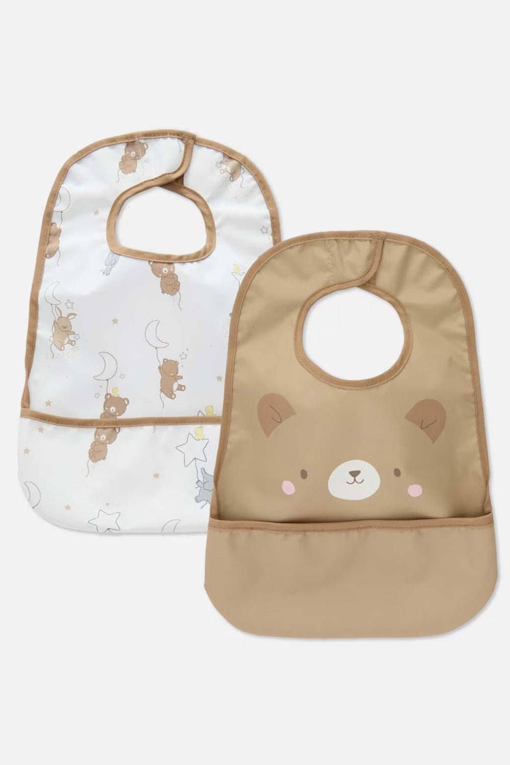 Pack of 2 wipeable bibs with pocket - Bear