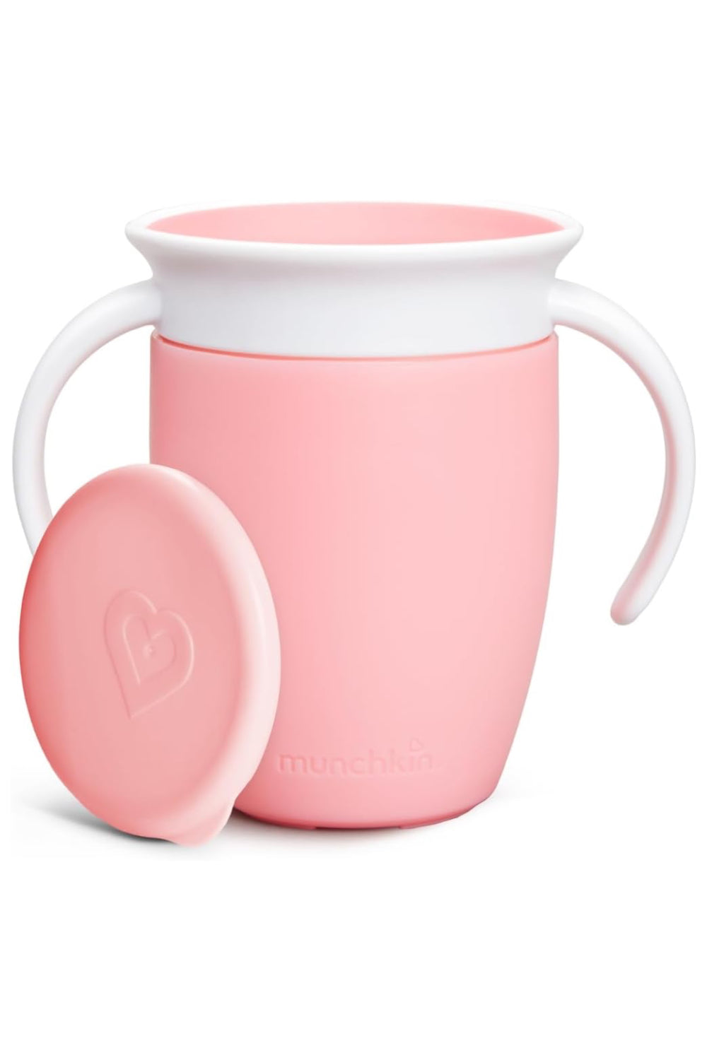 Munchkin 360° Trainer cup, Spill proof and leak proof cup with handle & Lid - 6m+ - Coral pink