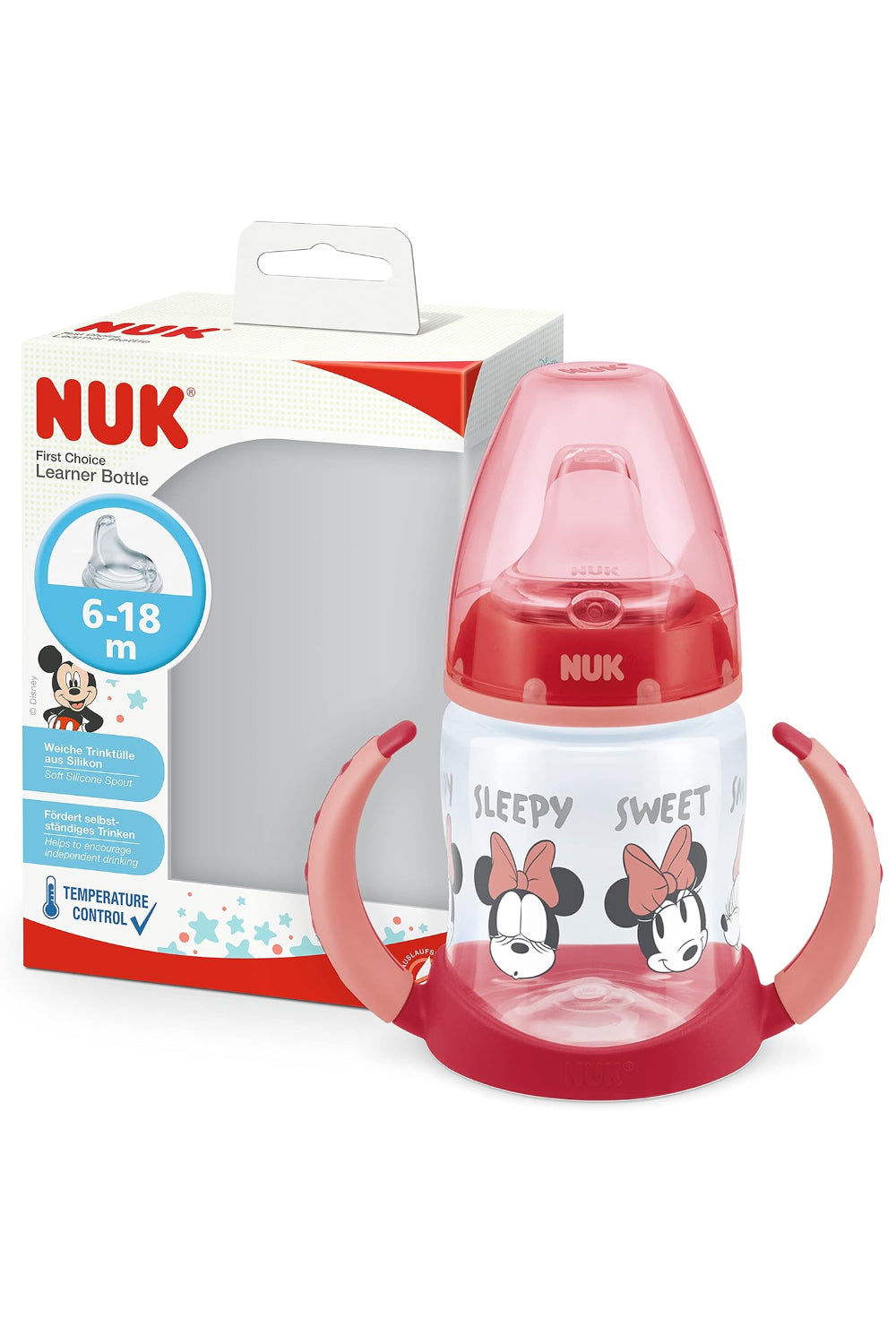 NUK First Choice+ Drinking Bottle - Red Minnie Mouse