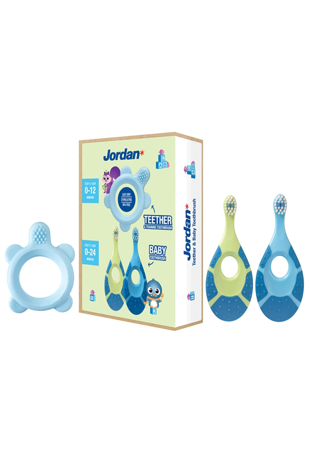 Teething Ring & Pack of 2 Training Toothbrush - Blue