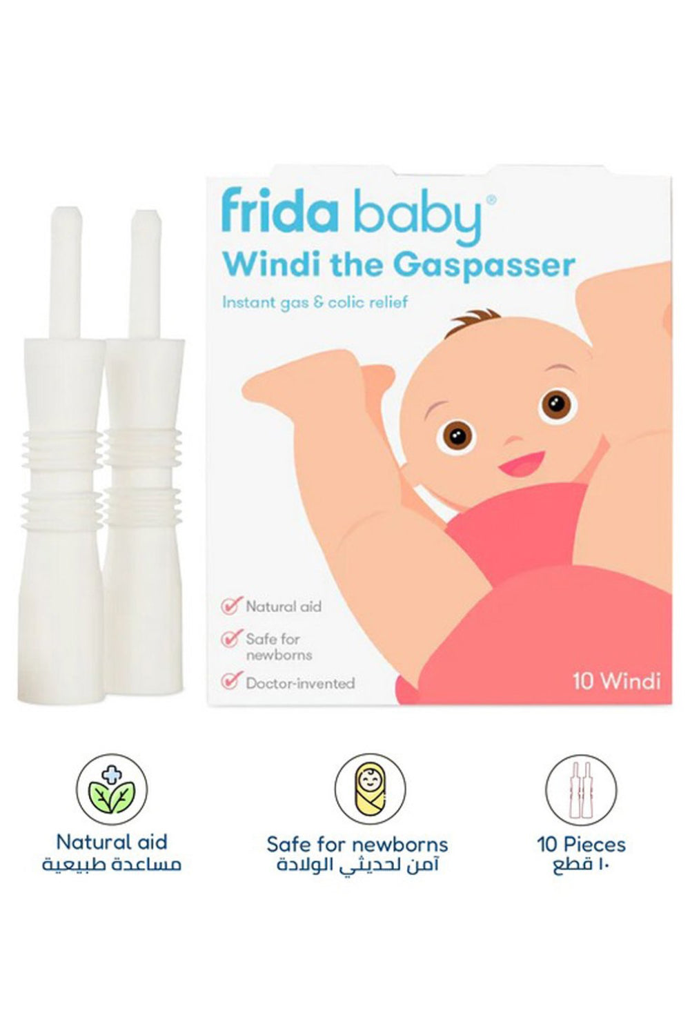 Frida Baby Windi Gas Passer, Gas Relief, 100% Natural, 10 pieces