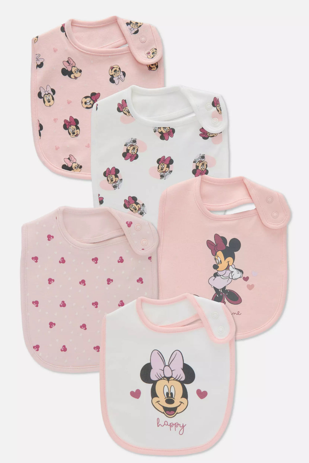 5pk Minnie Mouse Dribble Bibs - New