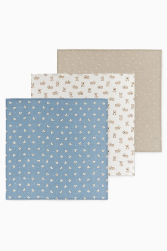 Pack of 3 muslin squares - Koala and Starlets