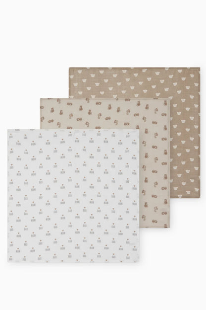 Pack of 3 muslin squares - Bear