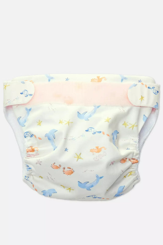 Reusable swim nappy - White Marine