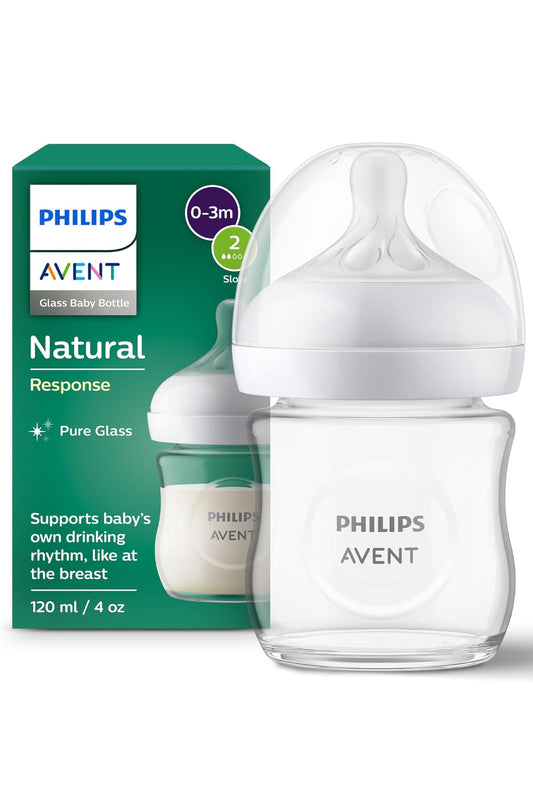 Philips Avent Natural Response - Pure Glass 120 ml bottle with Slow Flow Teat (Flow 2)
