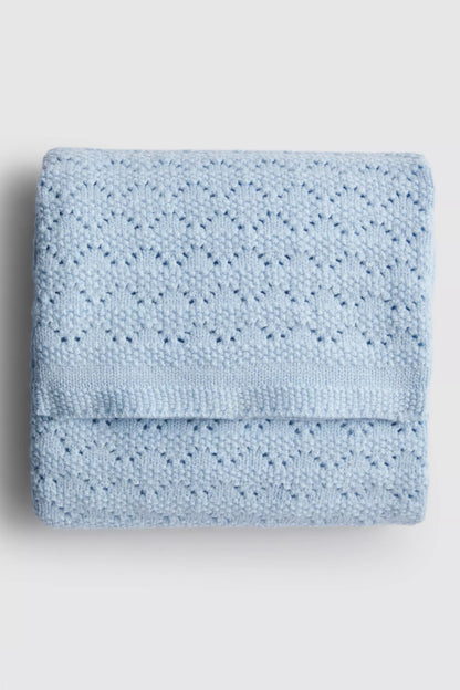 Pointelle knit baby blanket - Blue