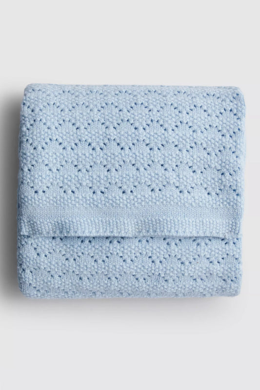 Pointelle knit baby blanket - Blue