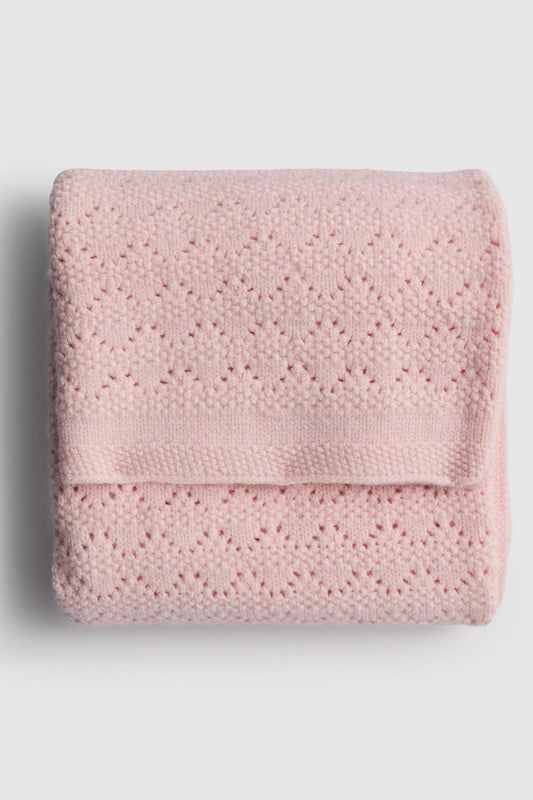 Pointelle knit baby blanket - Pink