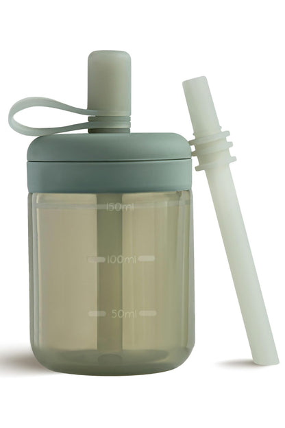 Silicone Training Cup with Straw - Green