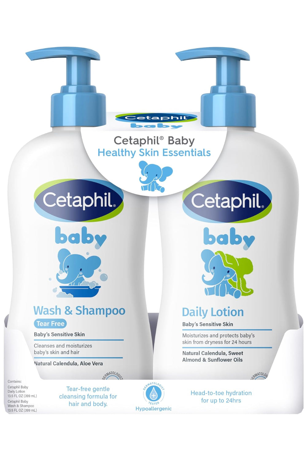 Cetaphil Baby Wash & Shampoo Plus Body Lotion, Healthy Skin Essentials set - 400 ml
