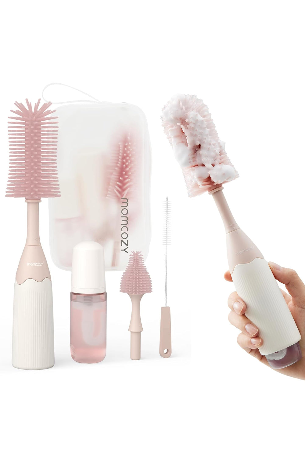 Momcozy - Push-Press Design Bottle Brush Kit - Pink