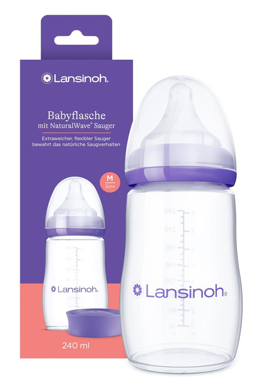 Lansinoh Baby Bottle with NaturalWave Teat Size M (3m+) , 240 ml