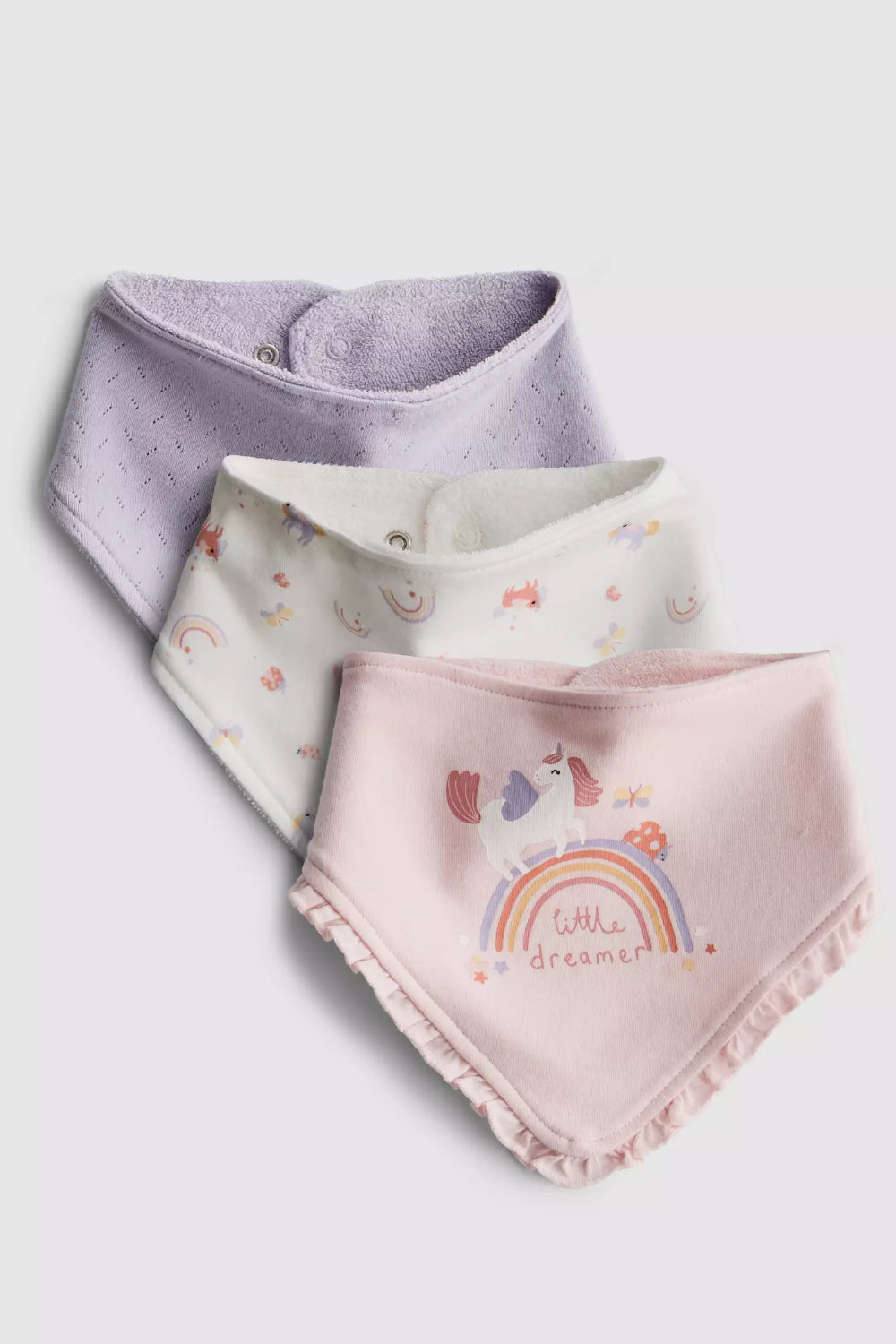 3pk Bandana Bibs - Pink unicorn