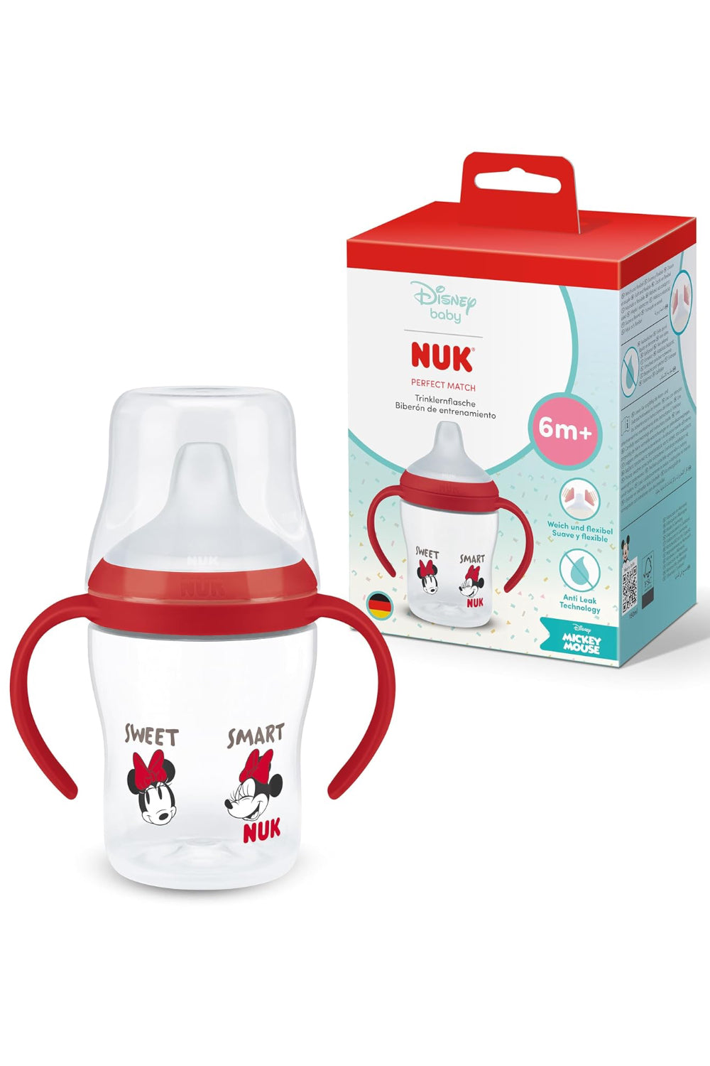 NUK Perfect Match Learning Bottle - Red Minnie Mouse