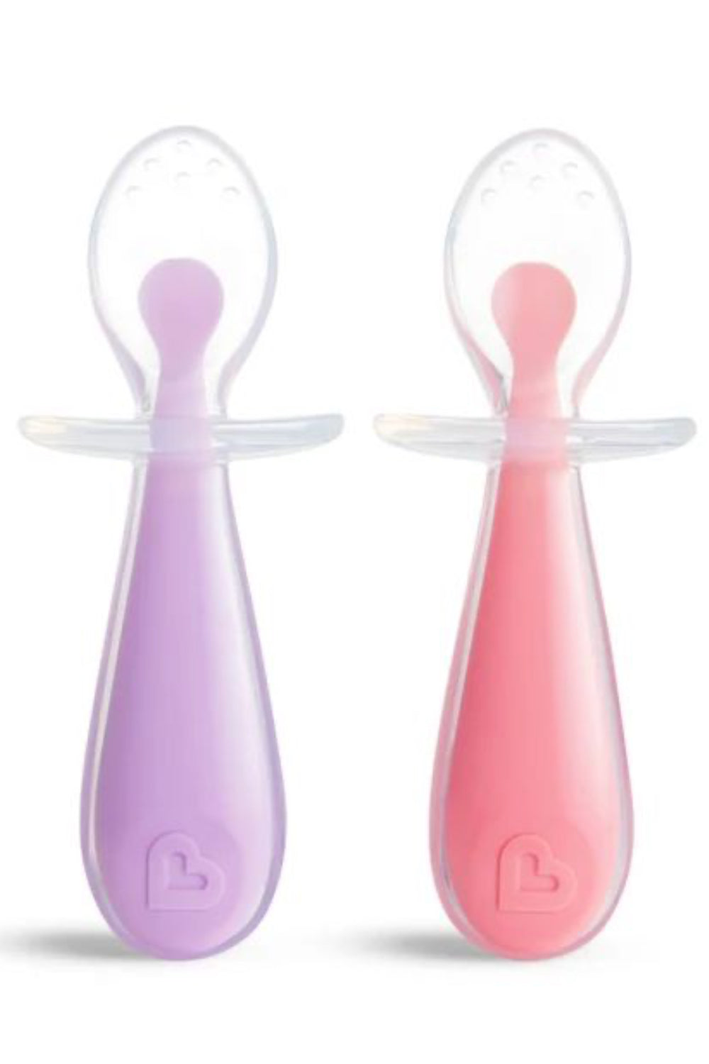 Munchkin Gentle Scoop Silicone Training Spoons - 6m+, 1 Pack (2 Spoons), Pink/Purple
