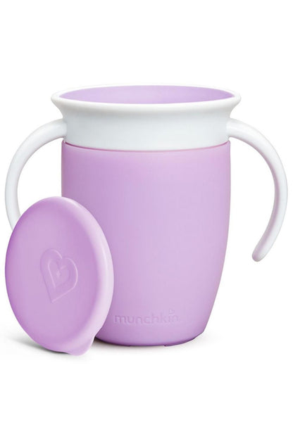 Munchkin 360° Trainer cup, Spill proof and leak proof cup with handle & Lid - 6m+ - Purple