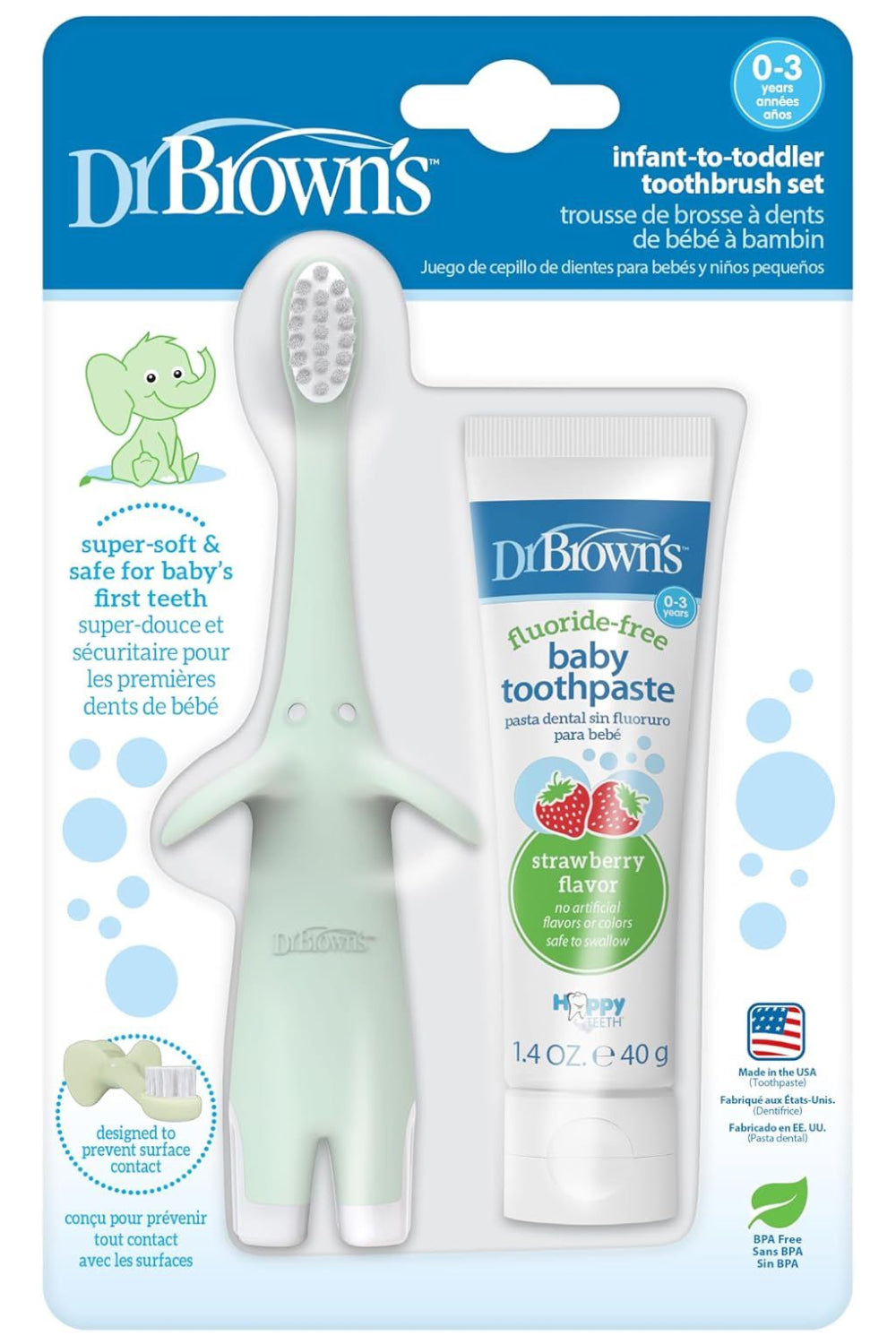 Dr. Brown's - Infant-to-Toddler Toothbrush Set - Mint
