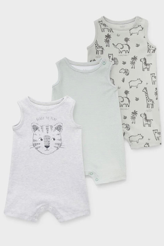 Pack of 3 Rompers - Cute Jungle